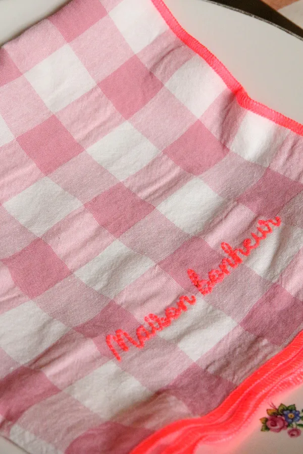 Serviette de table vichy brodée - Set de 6 - Maison bonheur