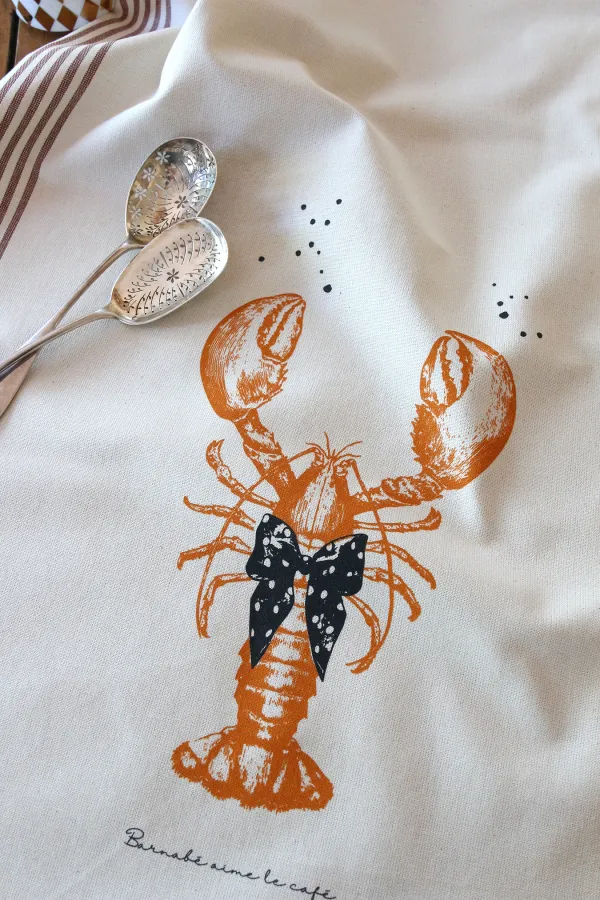 TORCHON DE CUISINE SÉRIGRAPHIÉ - Ecrevisse