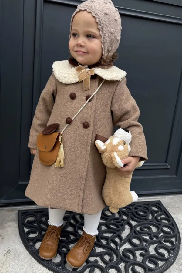 Sac Pompon - cuir Caramel