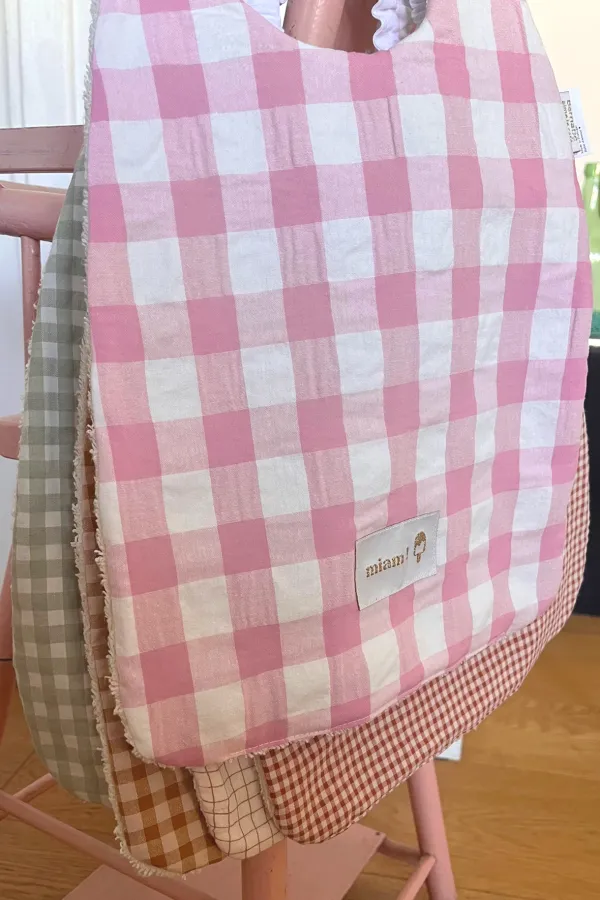 Serviette élastique vichy - Rose dragée