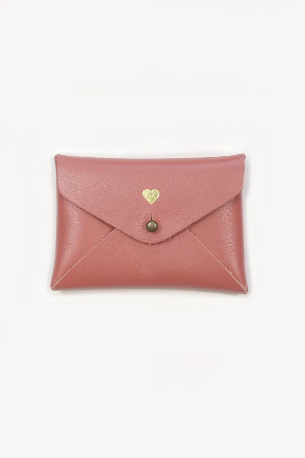 Mini pochette cuir - Coeur Pampa