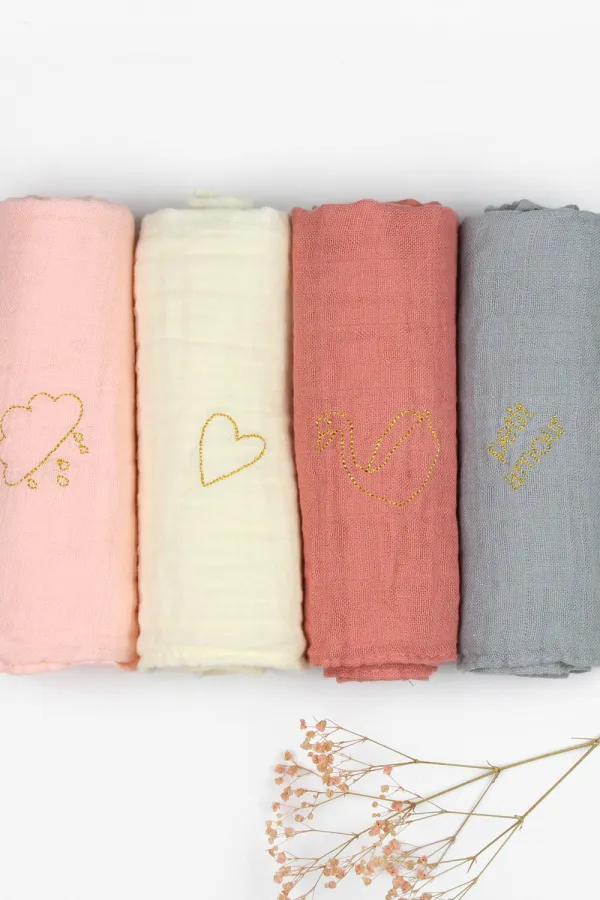 lot de langes double gaze de coton coloris tendance Barnabé aime le café