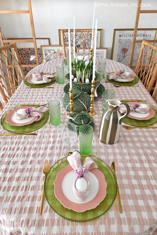 Nappe carreaux vichy - macaron 140 x 250 cm