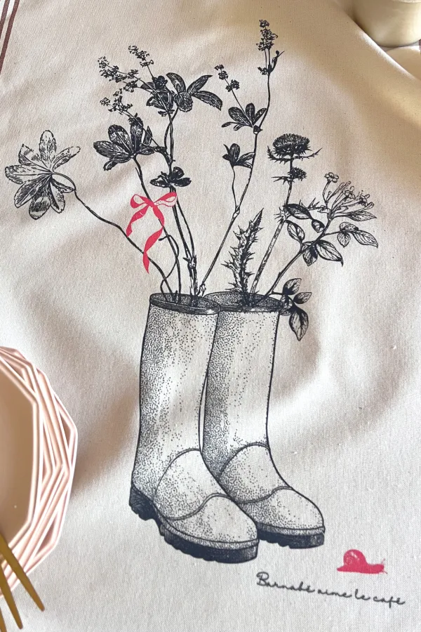 TORCHON DE CUISINE SÉRIGRAPHIÉ - Bottes