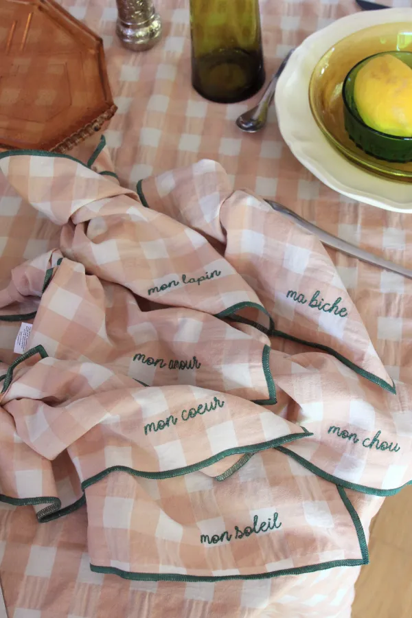 Serviette de Table rose macaron - mon lapin