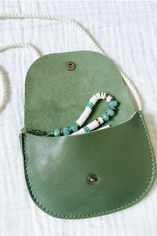 Sac cuir Minette - cuir Vert agave