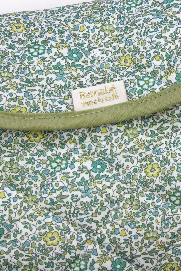 matelas à langer de voyage Liberty molletonné fleuri made in france Barnabé aime le café