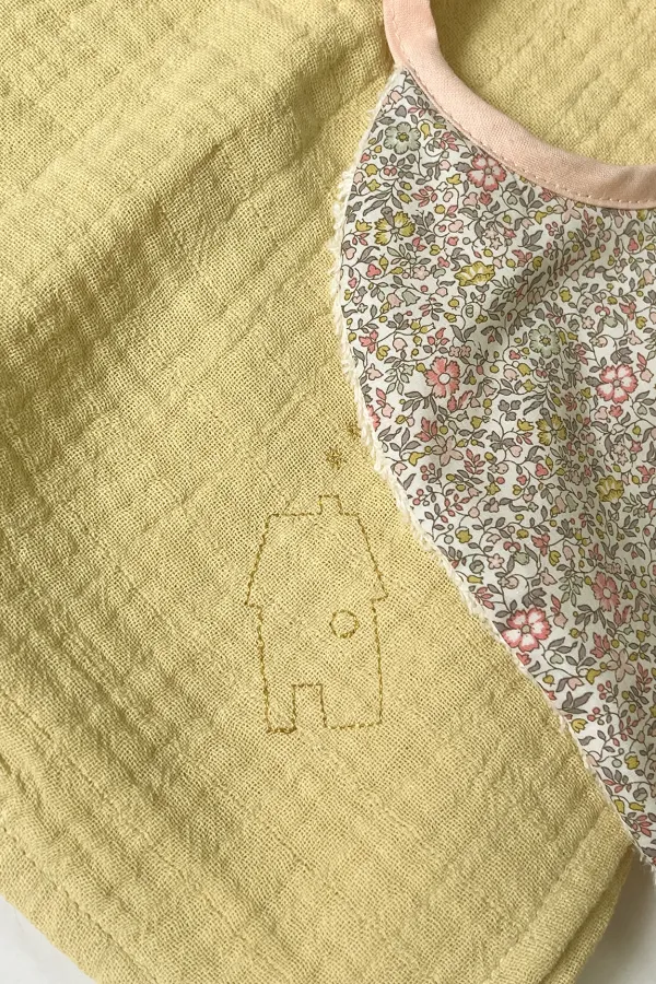 lange double gaze de coton broderie doré Barnabé aime le café