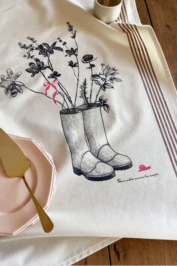 TORCHON DE CUISINE SÉRIGRAPHIÉ - Bottes