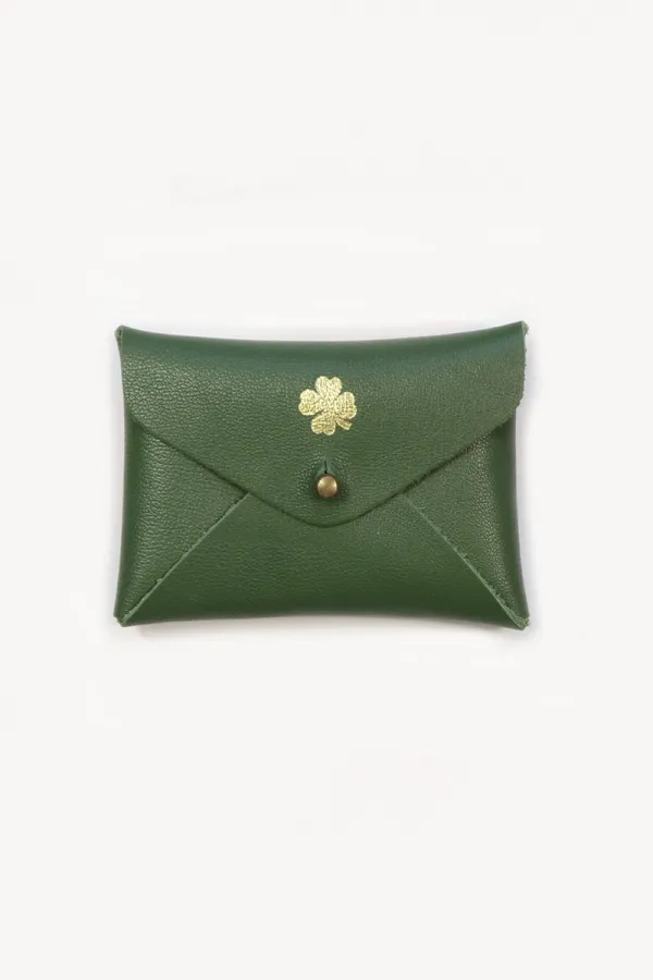 Mini pochette cuir - vert Agave