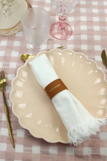 Rond de serviette en cuir - Mon coeur