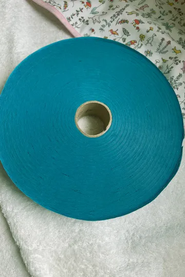 Biais coton 37 mm à plat - Turquoise - galette de 130 m