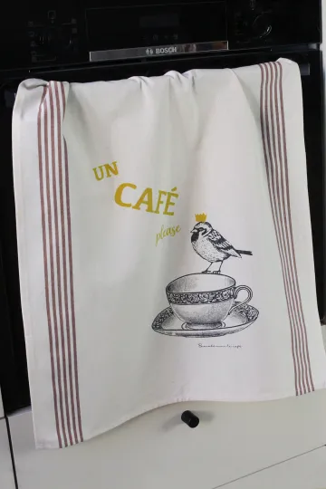 TORCHON DE CUISINE SÉRIGRAPHIÉ - Café