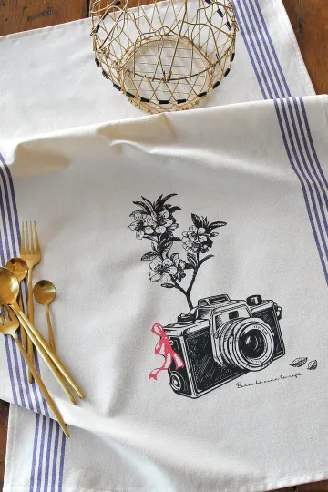 TORCHON DE CUISINE SÉRIGRAPHIÉ - appareil photo