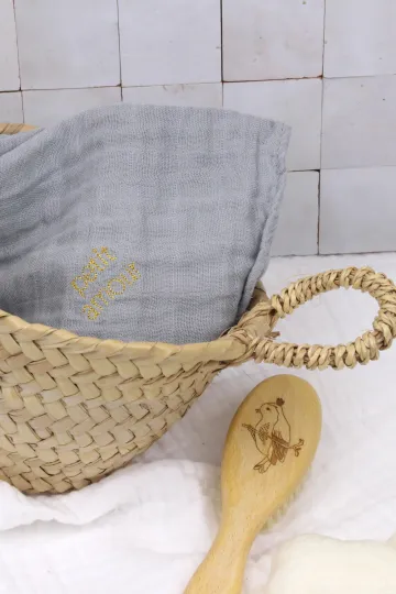 lange double gaze gris broderie doré Barnabé aime le café