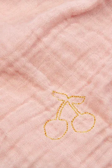 lange double gaze de coton rose clair broderie doré Barnabé aime le café