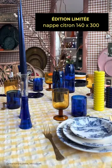 Nappe carreaux vichy - Citron 140 x 300 cm