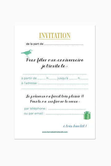 Carton invitation anniversaire - 8 cartes Tigre