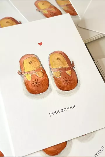 carte postale souliers aquarelle barnabe aime le cafe