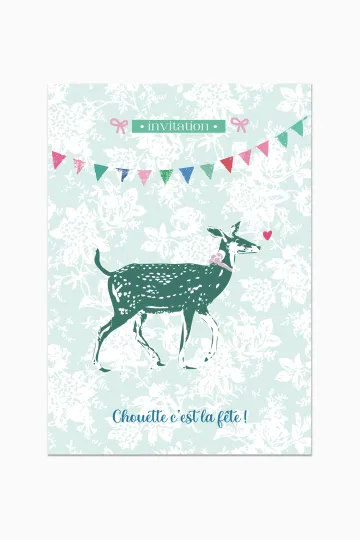 Carton invitation anniversaire - 8 cartes Biche