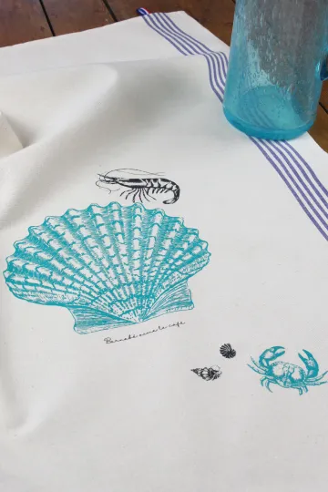 TORCHON DE CUISINE SÉRIGRAPHIÉ - Coquille St Jacques