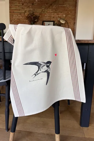 TORCHON DE CUISINE SÉRIGRAPHIÉ - Hirondelle