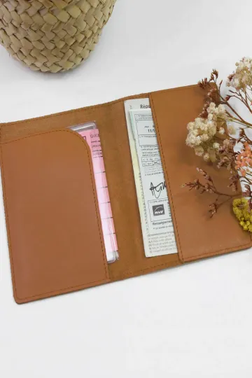 Etui papiers voiture cuir - Caramel