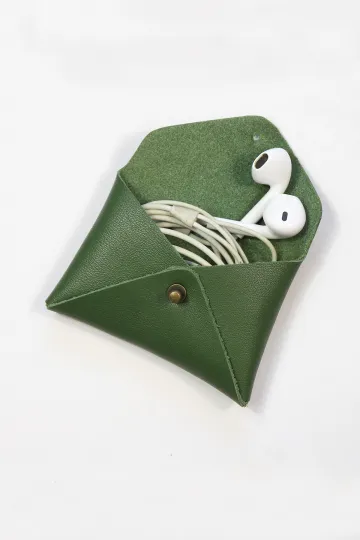 Mini pochette cuir - vert Agave