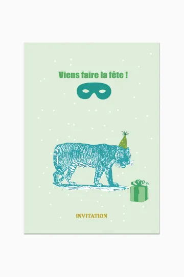 Carton invitation anniversaire - 8 cartes Tigre