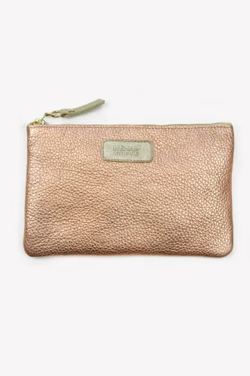 Pochette cuir - Gabrielle - Rose pesca