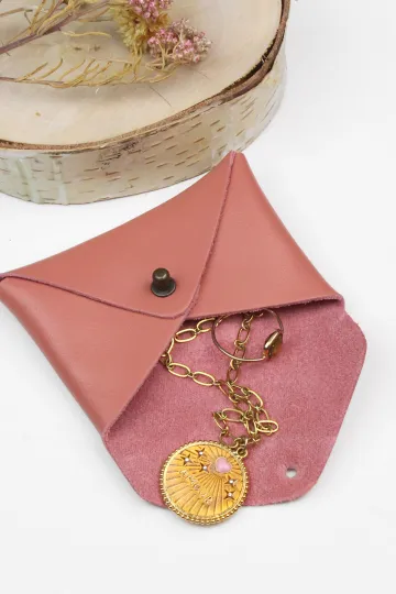 Mini pochette cuir - Coeur Pampa