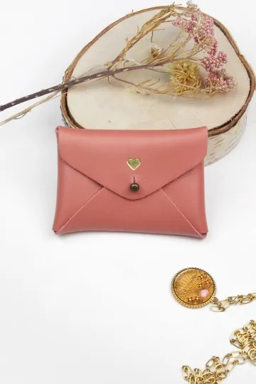 Mini pochette cuir - Coeur Pampa
