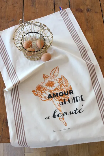 TORCHON DE CUISINE SÉRIGRAPHIÉ - Amour gloire et beauté