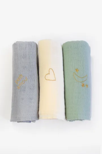 Pack de 3 langes - vert de gris