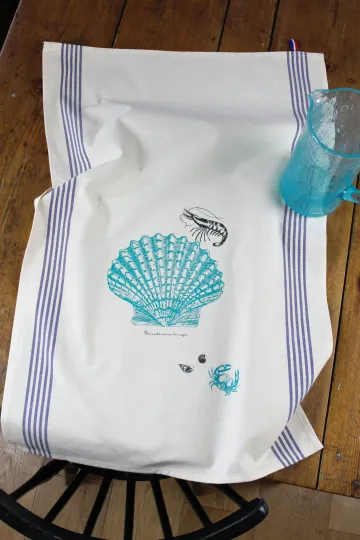 TORCHON DE CUISINE SÉRIGRAPHIÉ - Coquille St Jacques