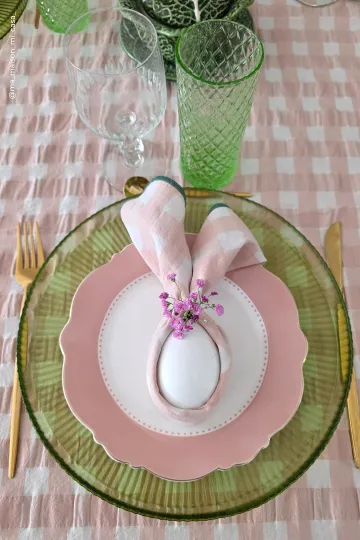 Nappe carreaux vichy - macaron 140 x 250 cm