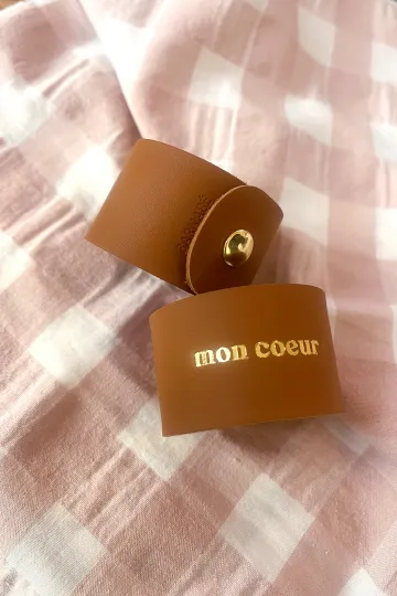Rond de serviette en cuir - Mon coeur