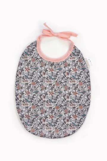 Bavoir made in france Barnabé aime le café éponge Liberty fleurs berenice