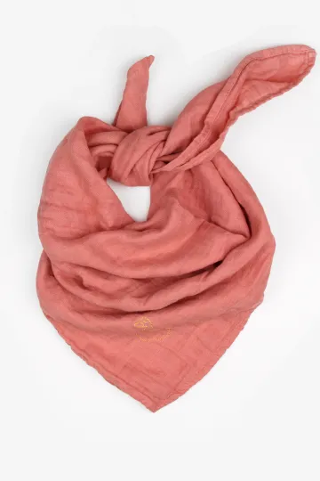 lange double gaze de coton corail broderie doré Barnabé aime le café