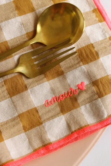 Serviette de Table moutarde - amour ❤