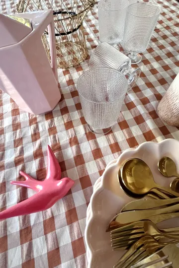 Nappe carreaux vichy - Argile 140 x 250 cm