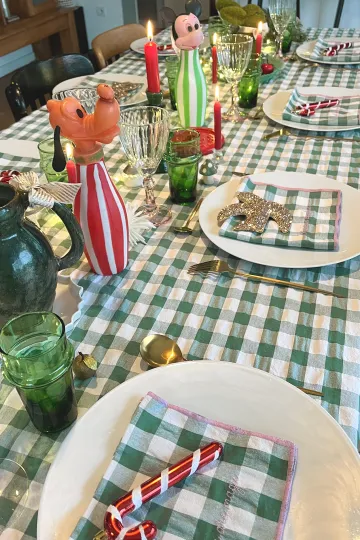 nappe vichy carreaux verts 2m50 broderie bon appetit