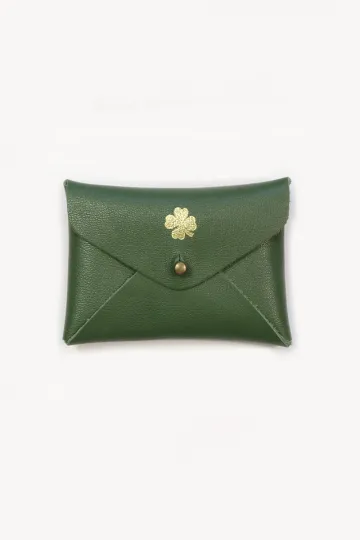 Mini pochette cuir - vert Agave