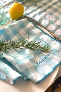 Serviette de Table vichy brodée - Lagon
