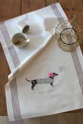 TORCHON DE CUISINE SÉRIGRAPHIÉ - Chien saucisse