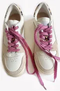 Paire de lacets chaussures glitter irisé rose made in  France Barnabé aime le café