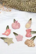 Barrette clic-clac cuir - Étoile jasmin