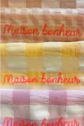 Serviette de table vichy brodée - Set de 6 - Maison bonheur