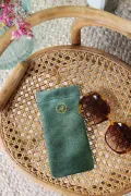 etui lunettes cuir vert paillettes fabrique en france