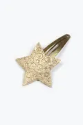 Barrette clic-clac cuir - Étoile jasmin